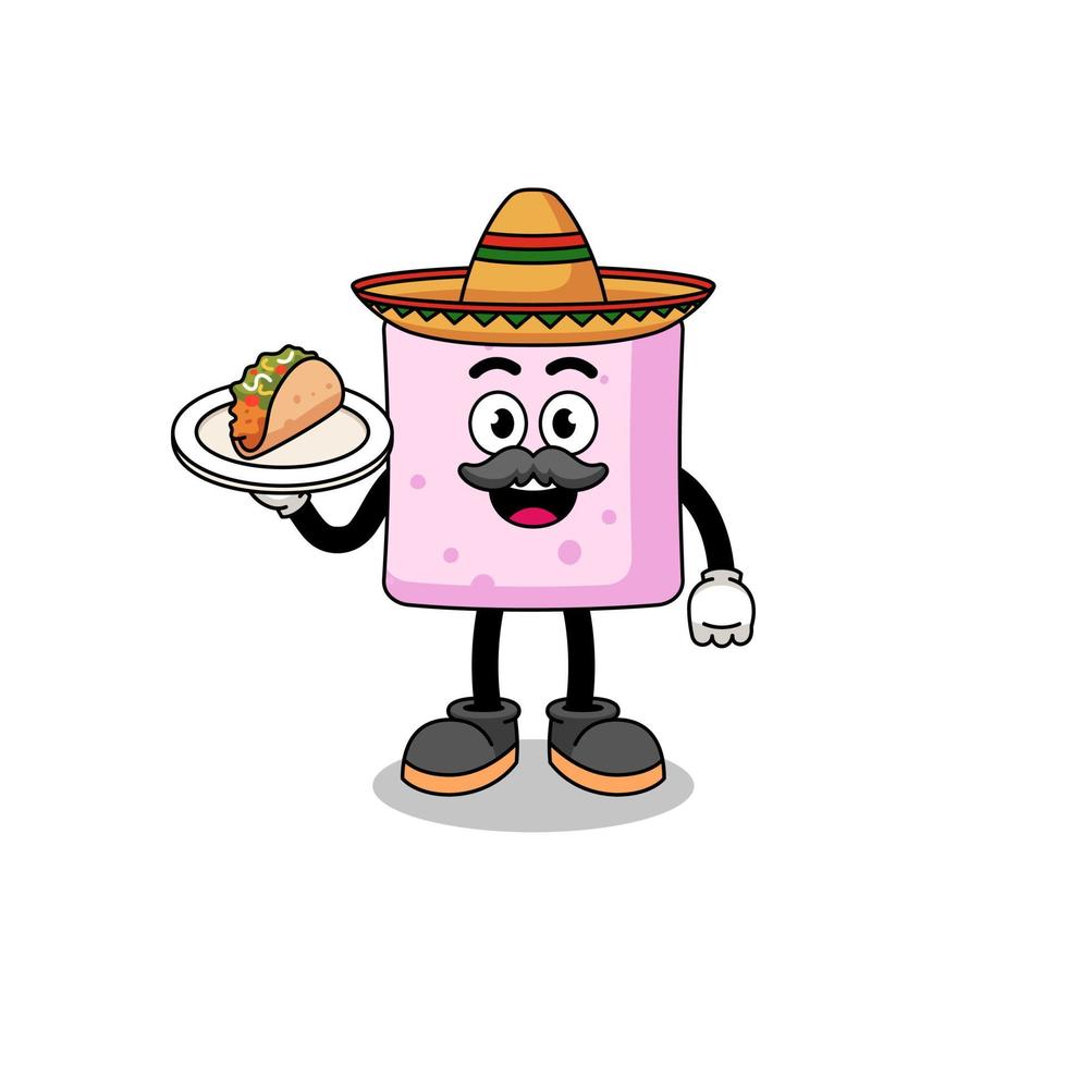 desenho de personagem de marshmallow como chef mexicano vetor