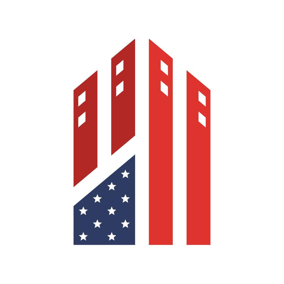 logotipo do edifício da bandeira americana vetor