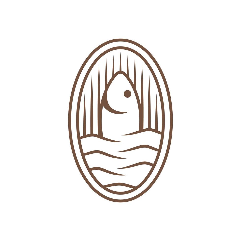 logotipo monoline de peixe marinho vetor