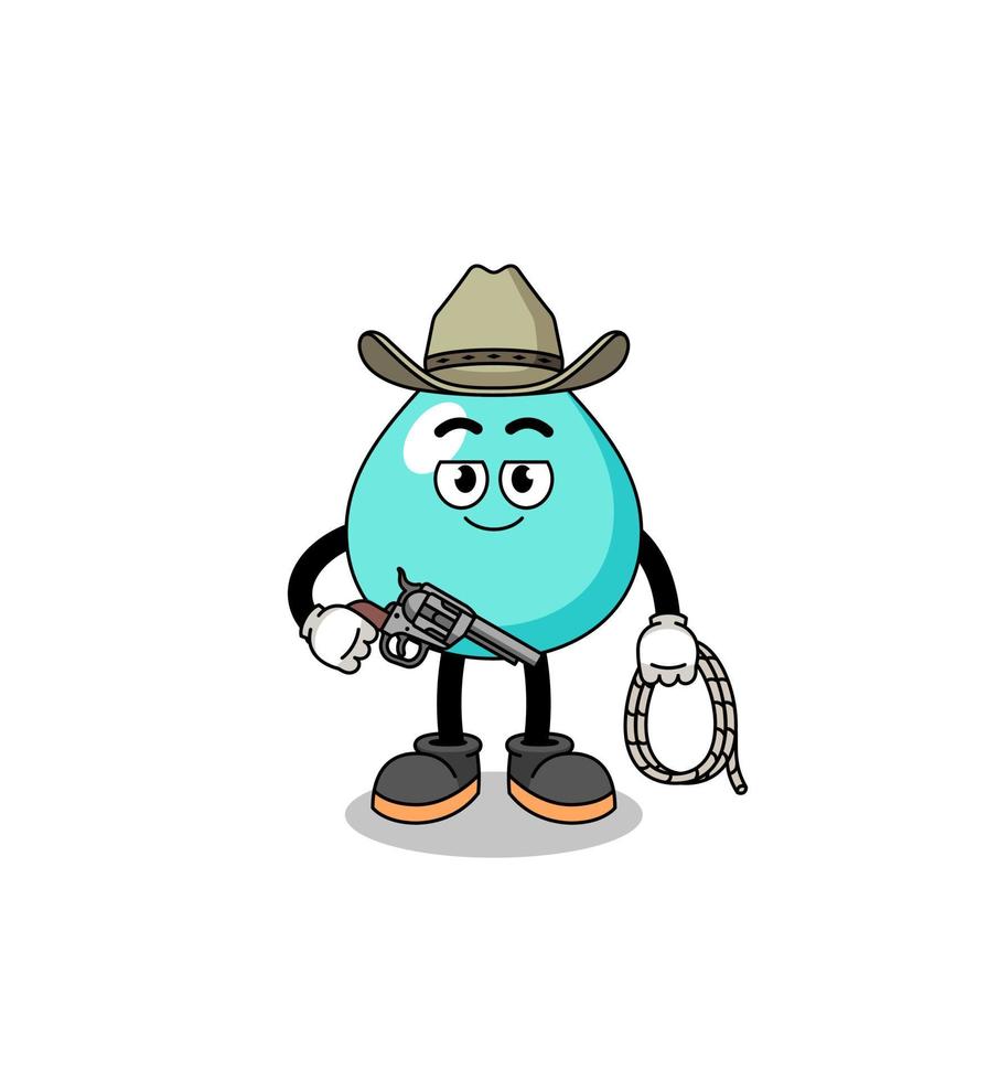 personagem mascote de água como um cowboy vetor