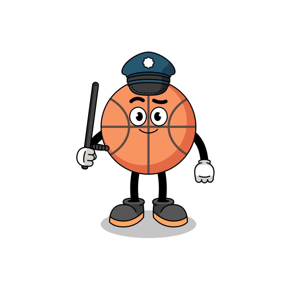 ilustração dos desenhos animados da polícia de basquete vetor