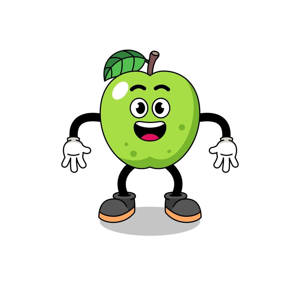 desenho de maçã verde com gesto surpreso vetor