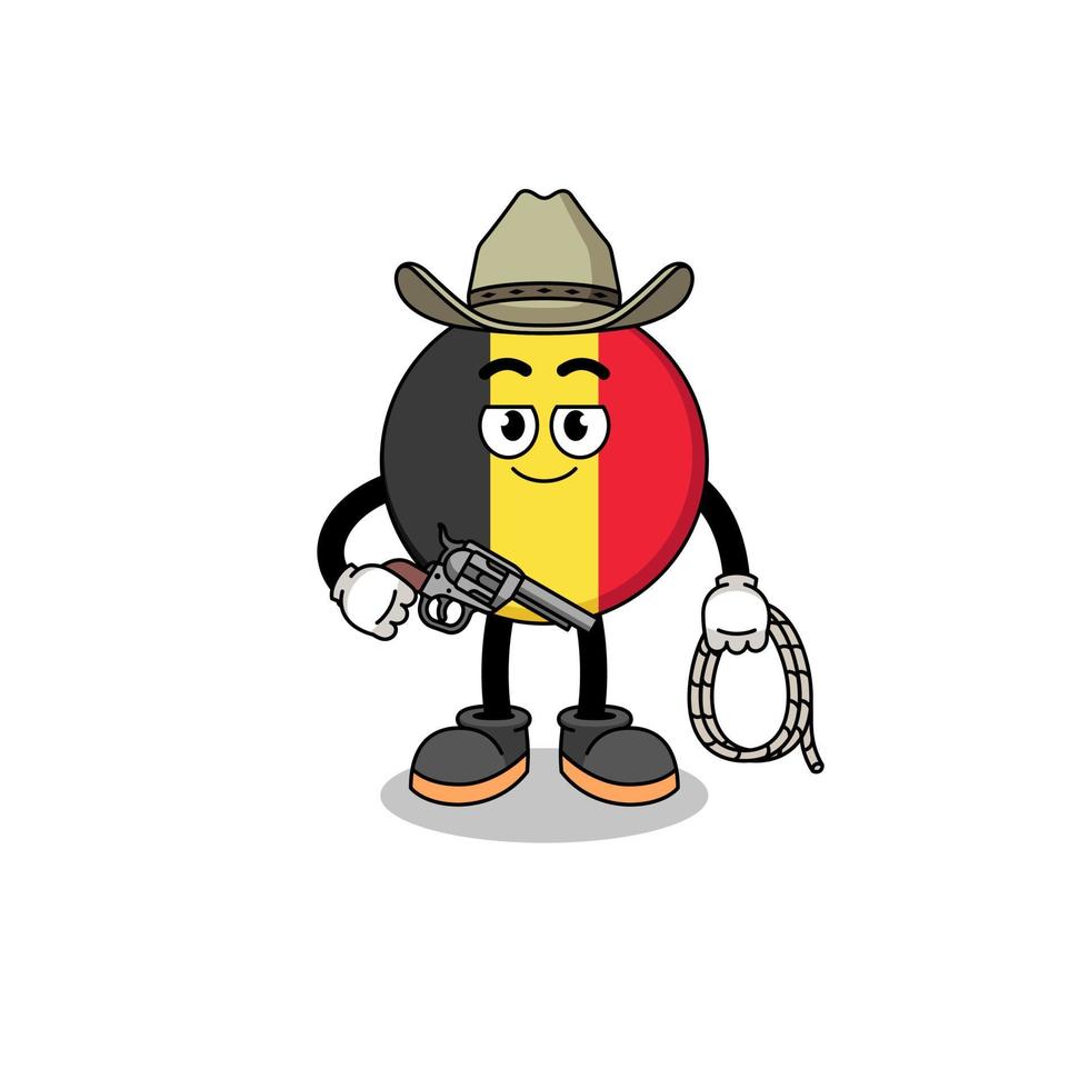 personagem mascote da bandeira da bélgica como um cowboy vetor