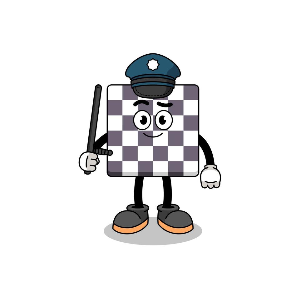 ilustração dos desenhos animados da polícia do tabuleiro de xadrez vetor