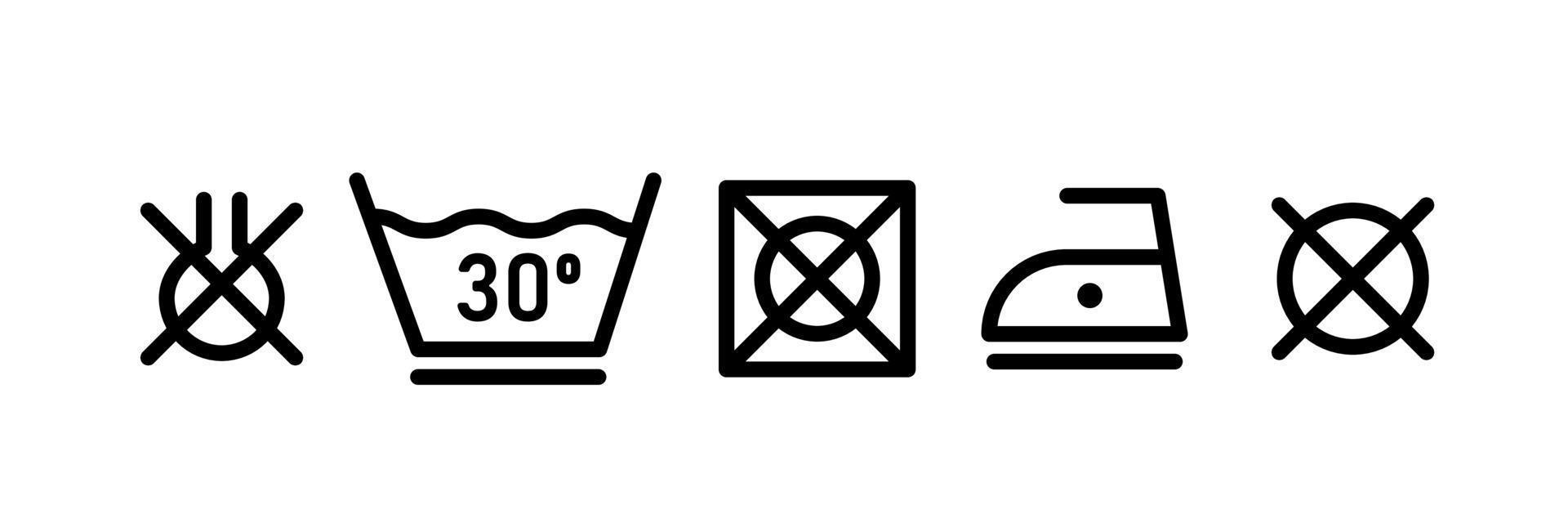 conjunto de ícones de linha de lavanderia. símbolo para lavar roupas. ilustração vetorial vetor