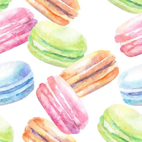 Padrão de aquarela com macarons vetor