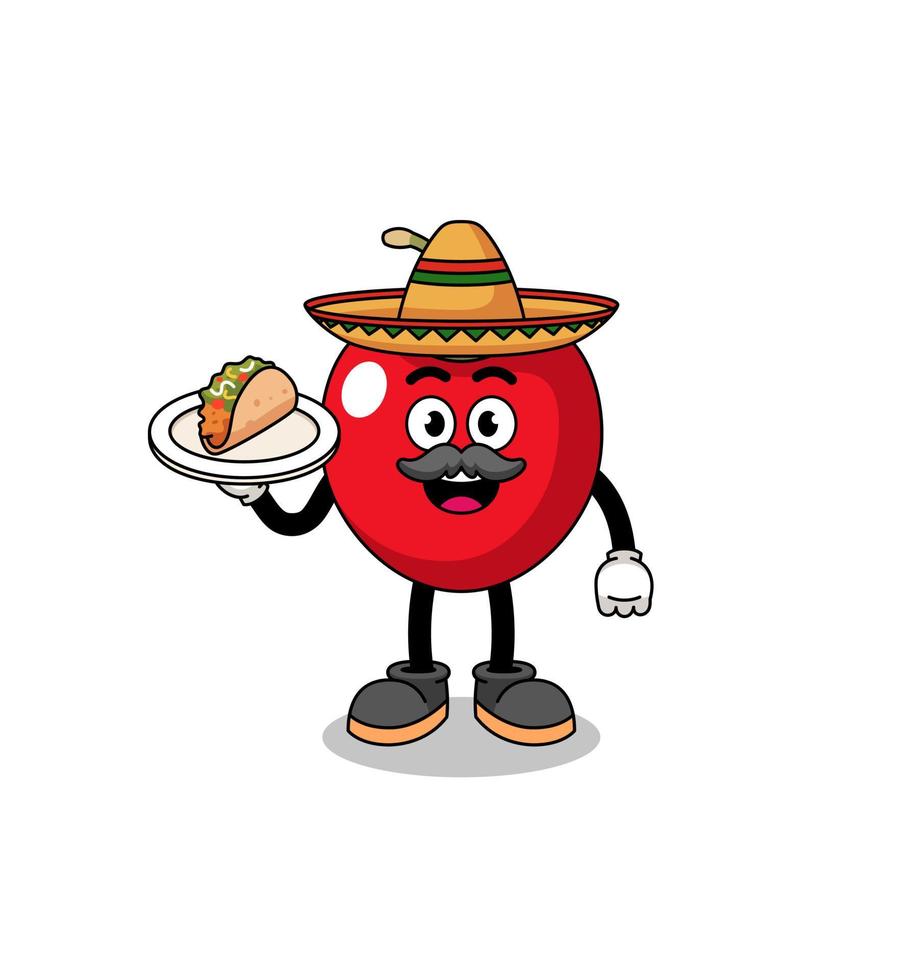 desenho de personagem de cereja como chef mexicano vetor