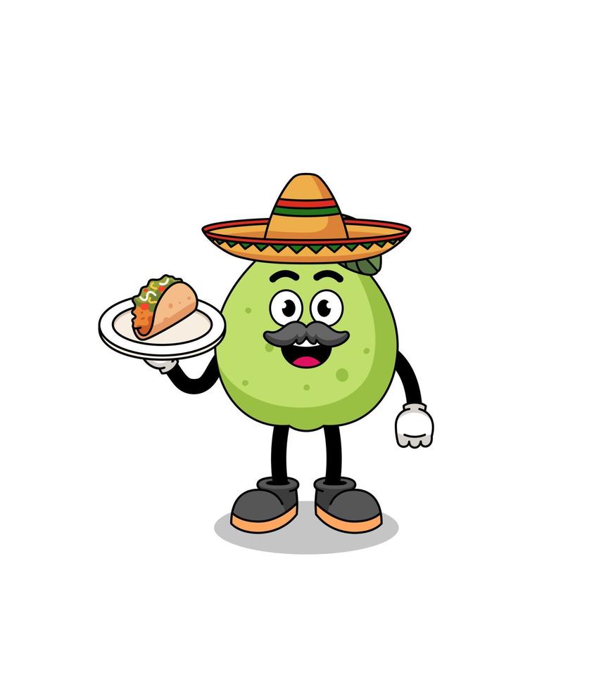 desenho de personagem de goiaba como chef mexicano vetor