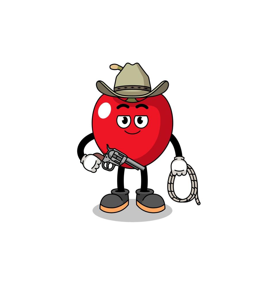 personagem mascote de cereja como um cowboy vetor