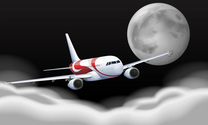 Avião voando na frente da lua cheia vetor