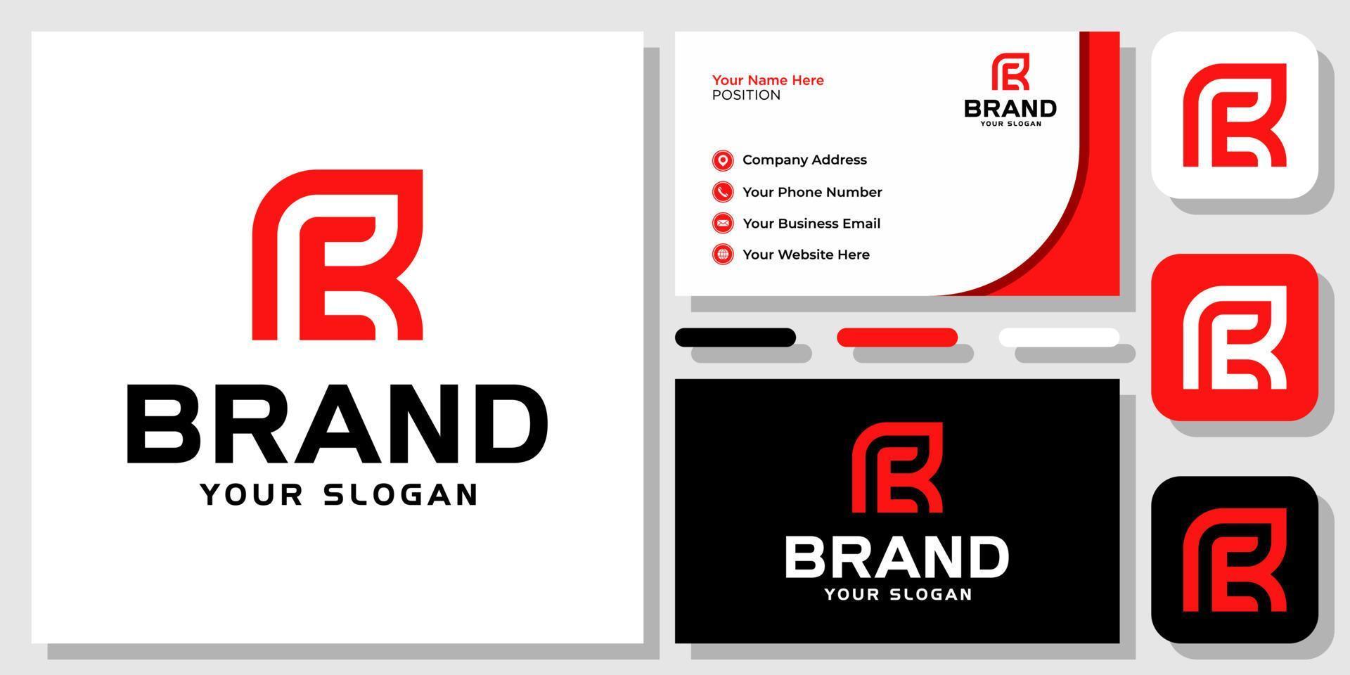 letras iniciais er re ou er monograma design de logotipo de vetor moderno simples com cartão de visita