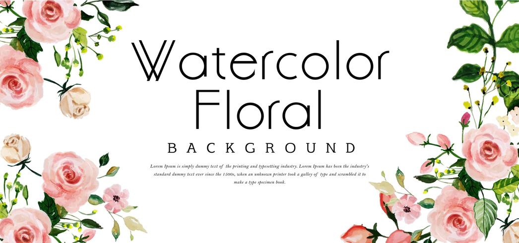 Banner floral em aquarela vetor