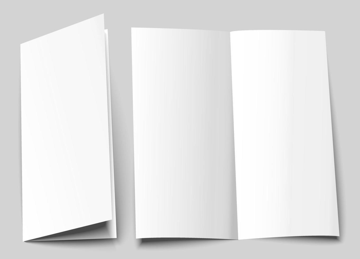 maquete de capa de brochura a6. a5 design de modelo em branco meia-dobra. bifold, panfleto de meia dobra vertical com espaço de cópia. ilustração em vetor 3D.