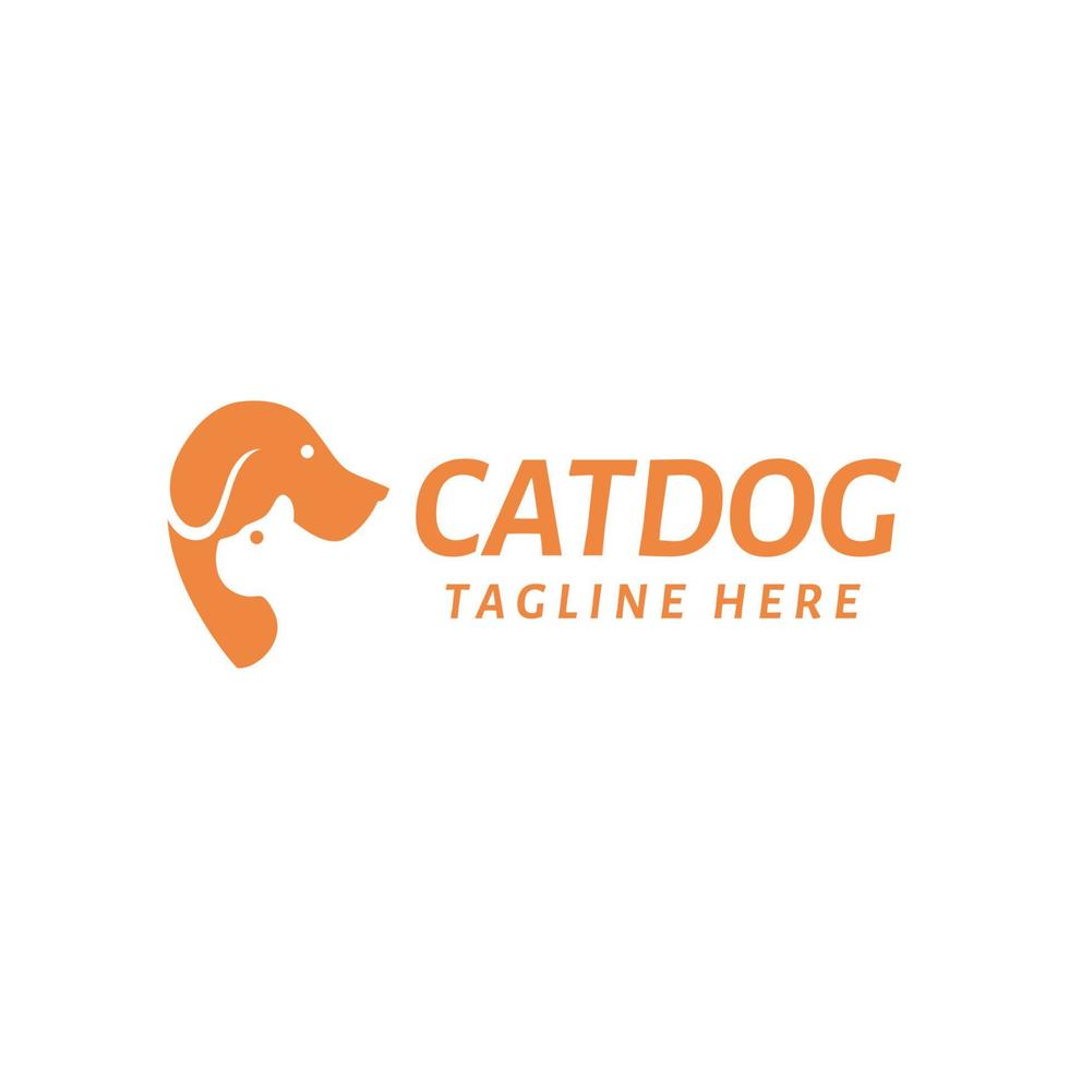 modelo de design de logotipo de cão e gato de estimação animal laranja vetor