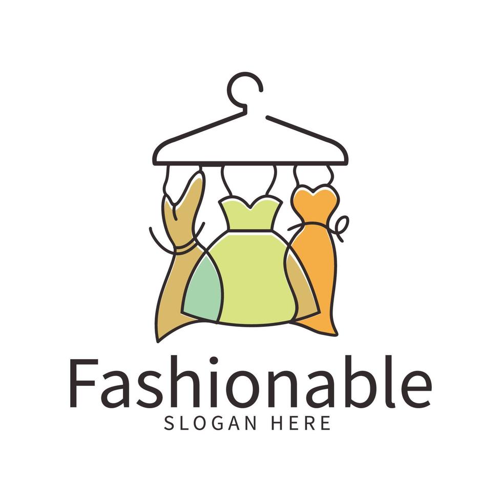 moda feminina boutique roupas inspiração de modelo de design de logotipo bonito vetor