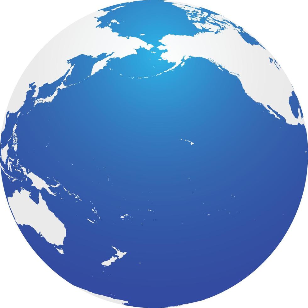 mapa do globo do oceano pacífico azul vetor