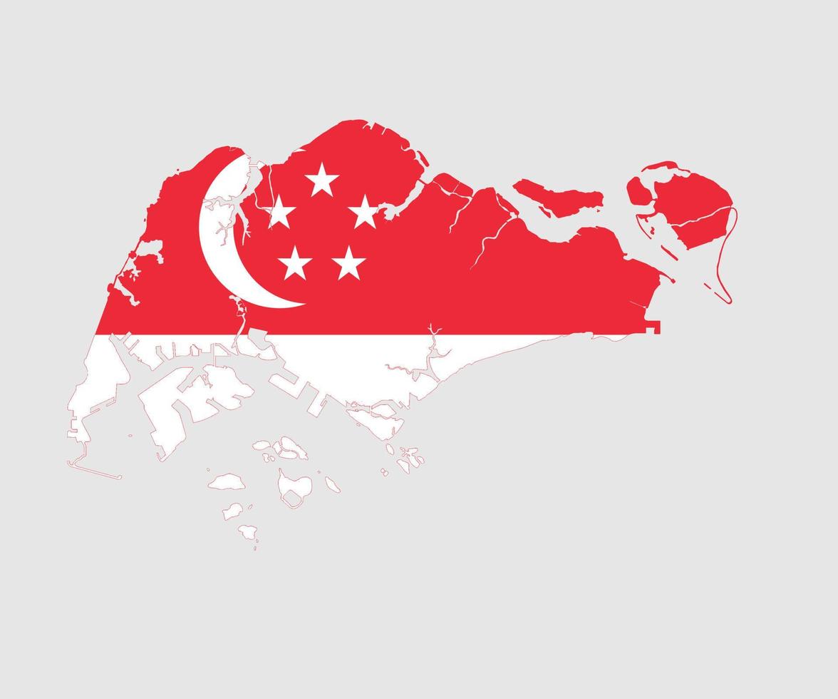 mapa e bandeira de Cingapura vetor
