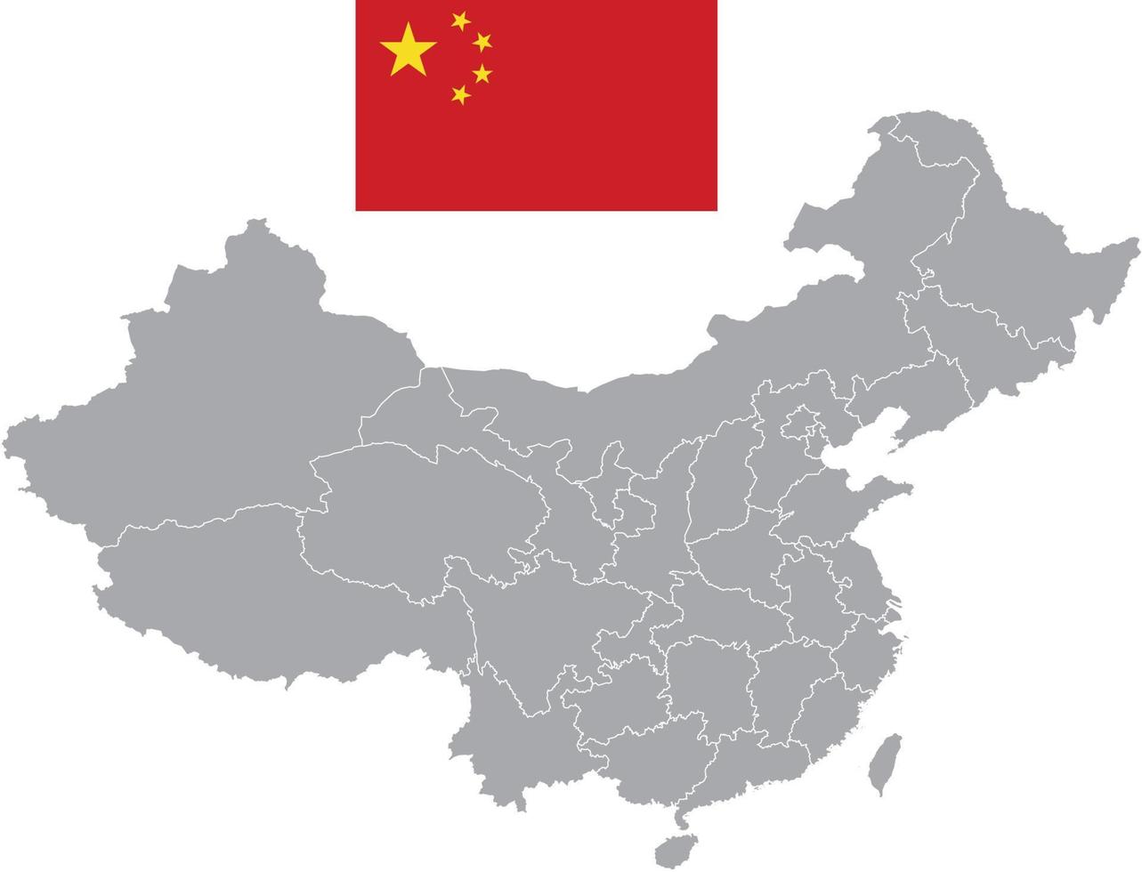 mapa da china. bandeira chinesa. ilustração em vetor símbolo ícone plano