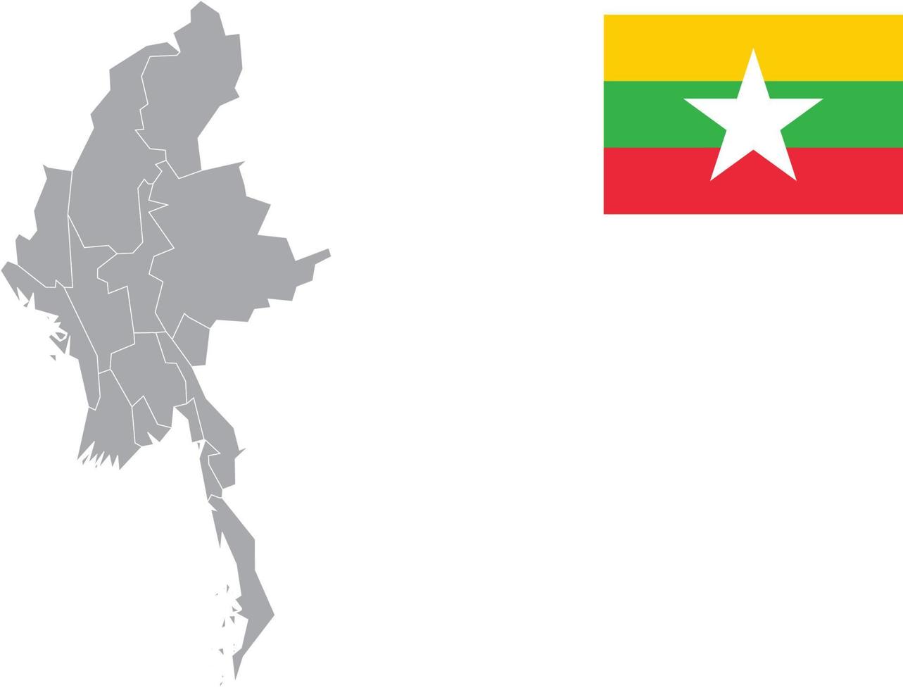 mapa de mianmar. bandeira de mianmar. ilustração em vetor símbolo ícone plano