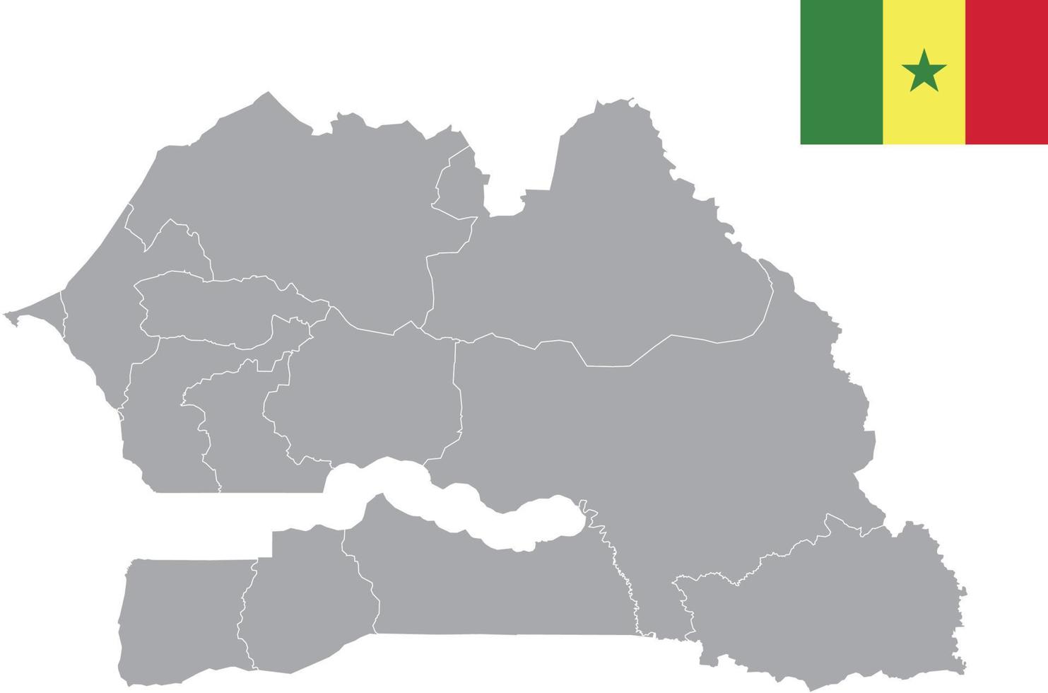 mapa senegal. bandeira do senegal. ilustração em vetor símbolo ícone plano