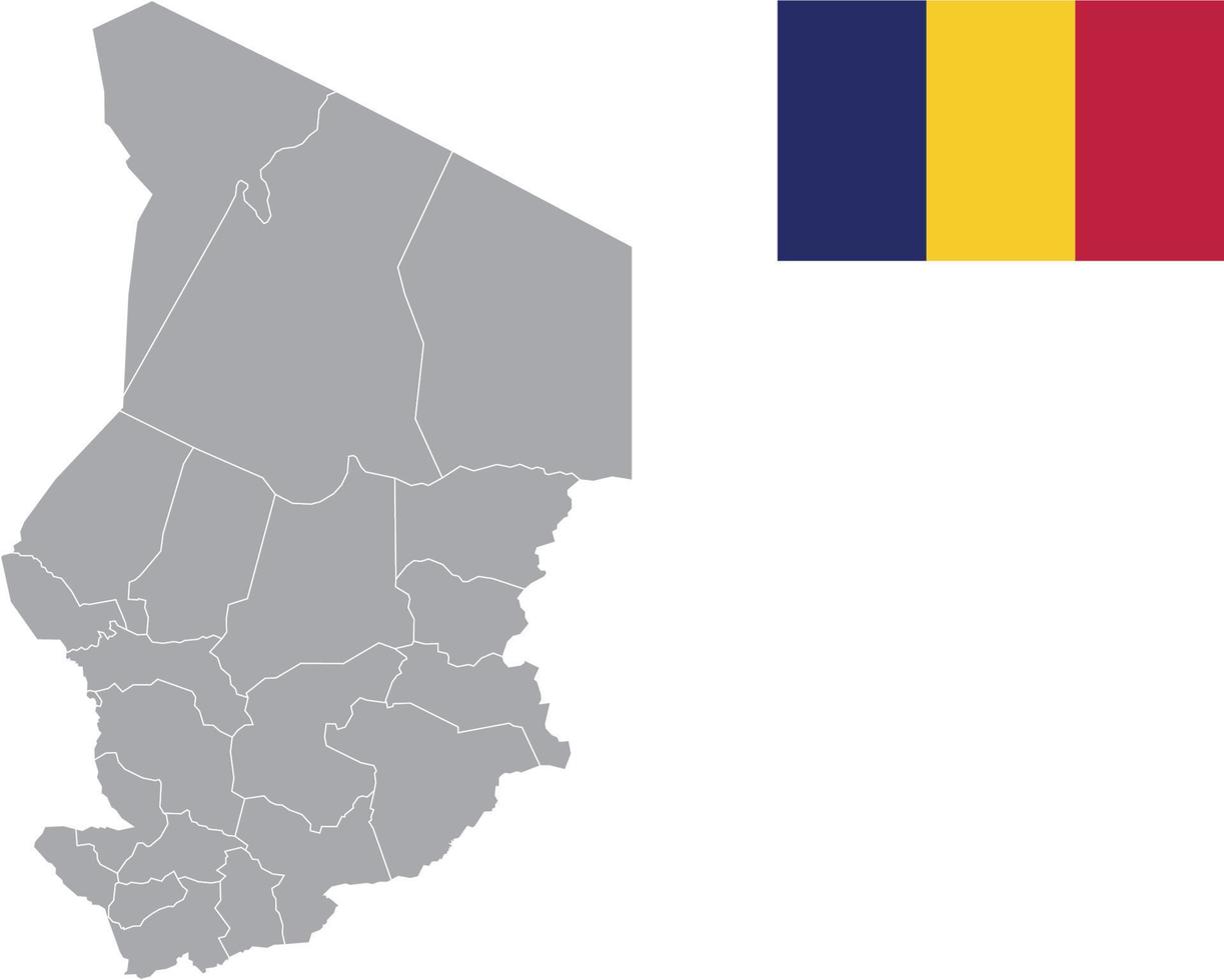 mapa do chad. bandeira do Chade. ilustração em vetor símbolo ícone plano