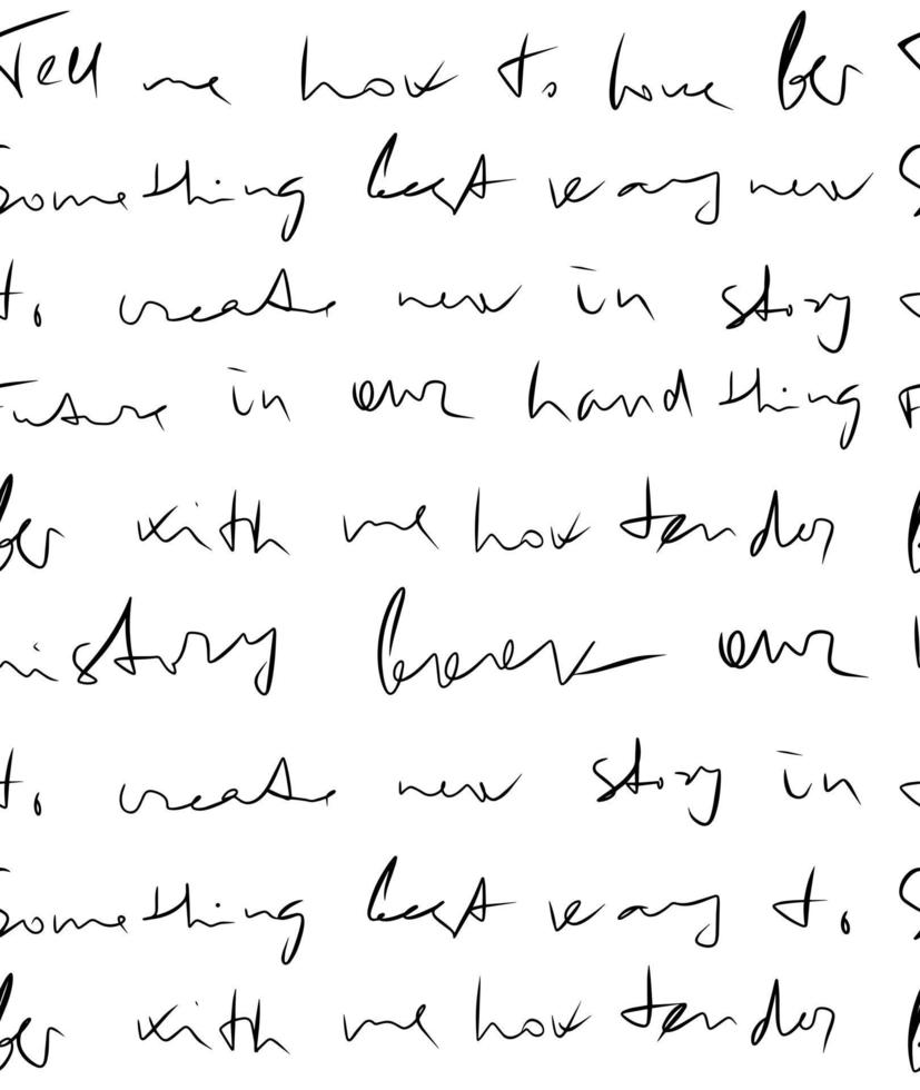 padrão sem emenda de vetor de letra de caligrafia, modelo de plano de fundo desenhado à mão preta, doodle esboço caneta de texto zero design de impressão gráfico isolado, papel de parede vintage papel de palavra cursiva.