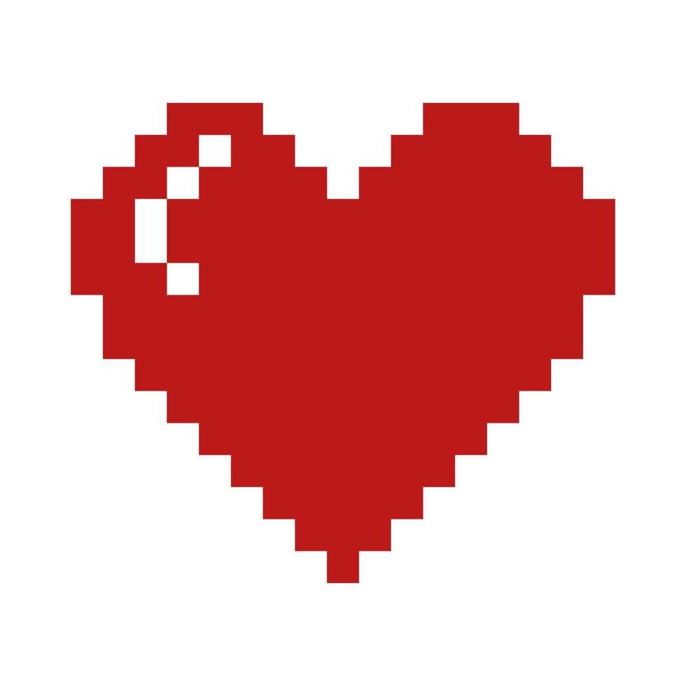 arte de pixel de ícone de coração isolada no fundo branco vetor