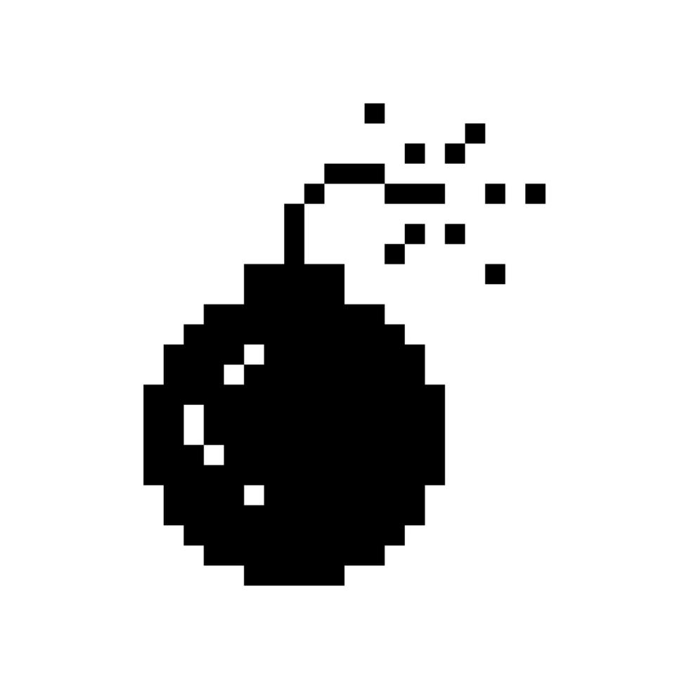 arte de pixel de ícone de bomba isolada no fundo branco vetor