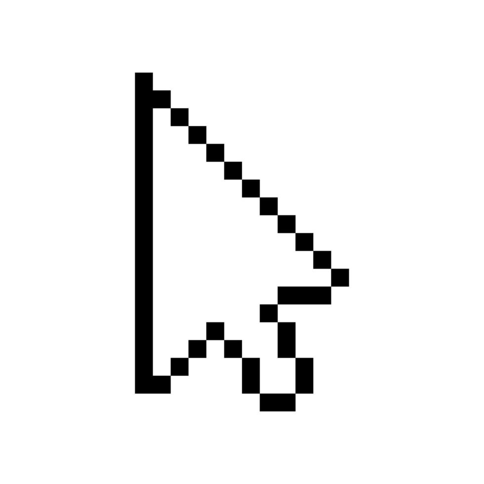 arte do pixel do ícone do cursor isolada no fundo branco vetor