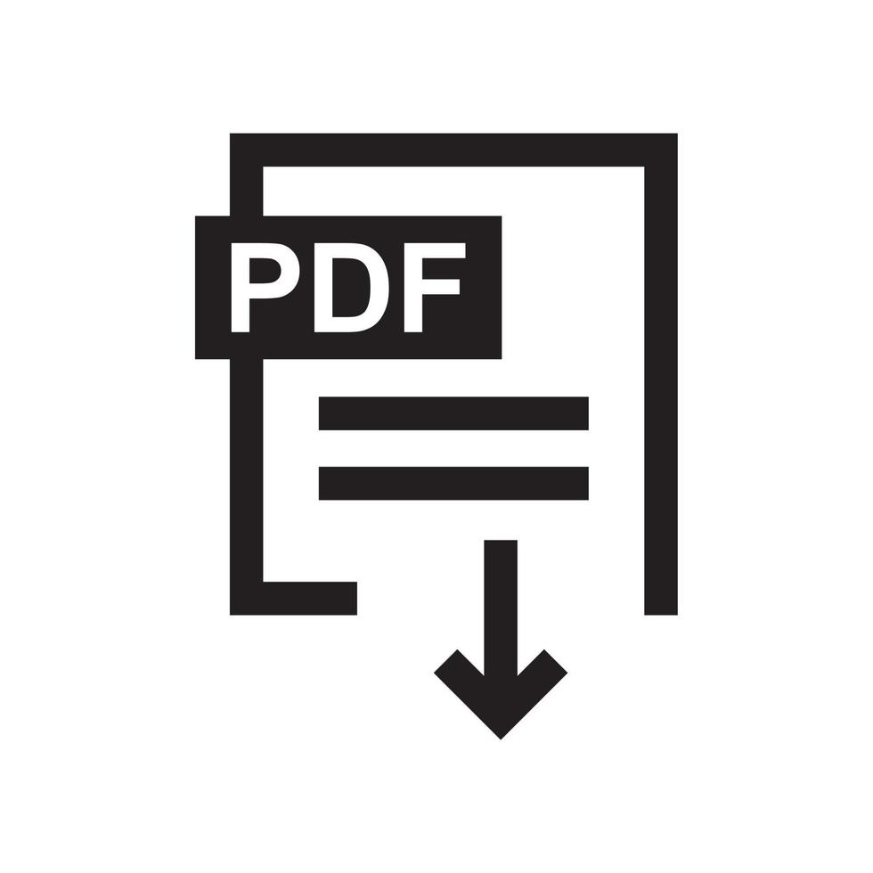 baixar modelo de ícone pdf cor preta editável. Baixar pdf ícone símbolo vetor plana sinal isolado no fundo branco. ilustração em vetor logotipo simples para design gráfico e web.