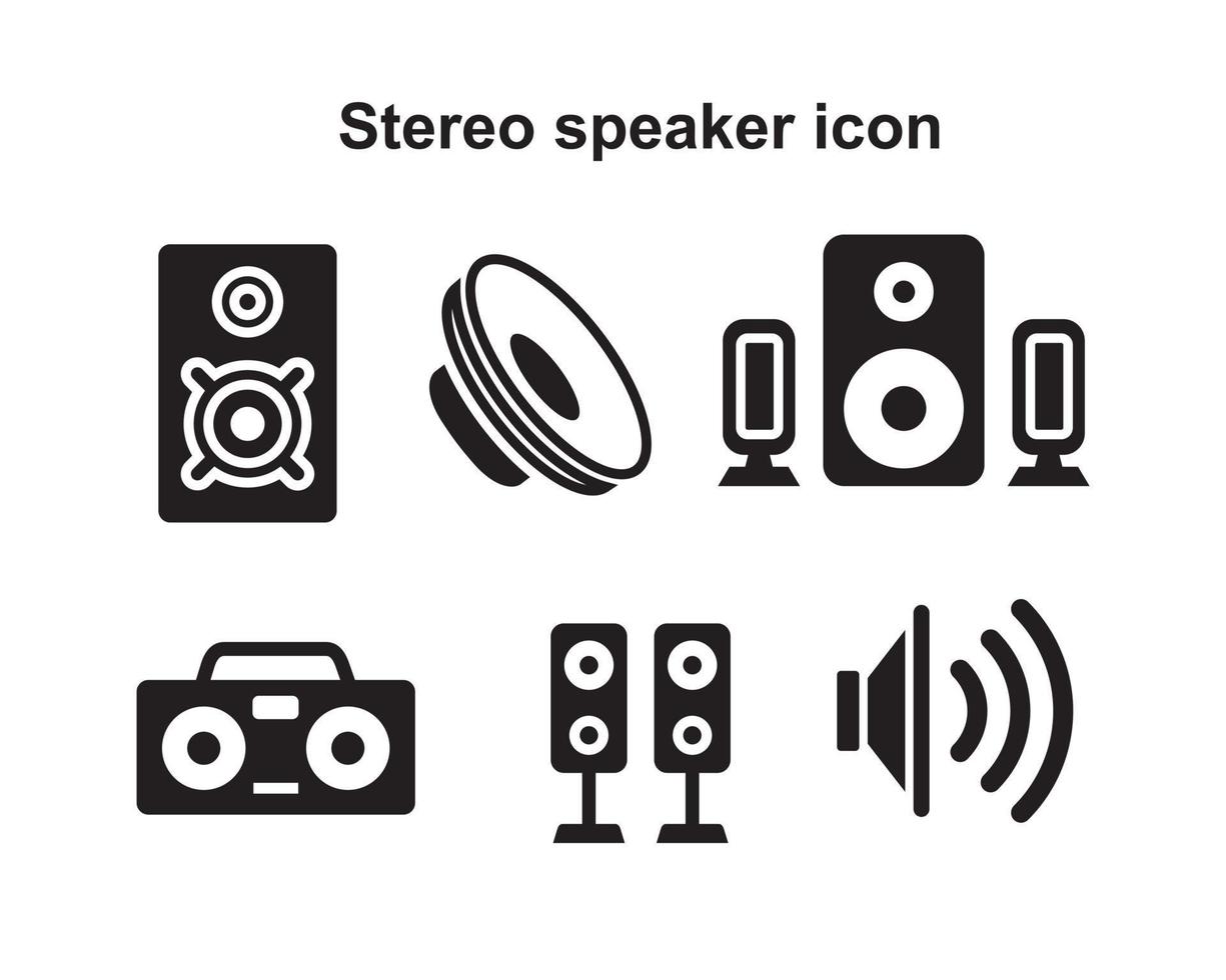 modelo de ícone de alto-falante estéreo cor preta editável. ilustração em vetor plana de ícone de alto-falante estéreo para design gráfico e web.