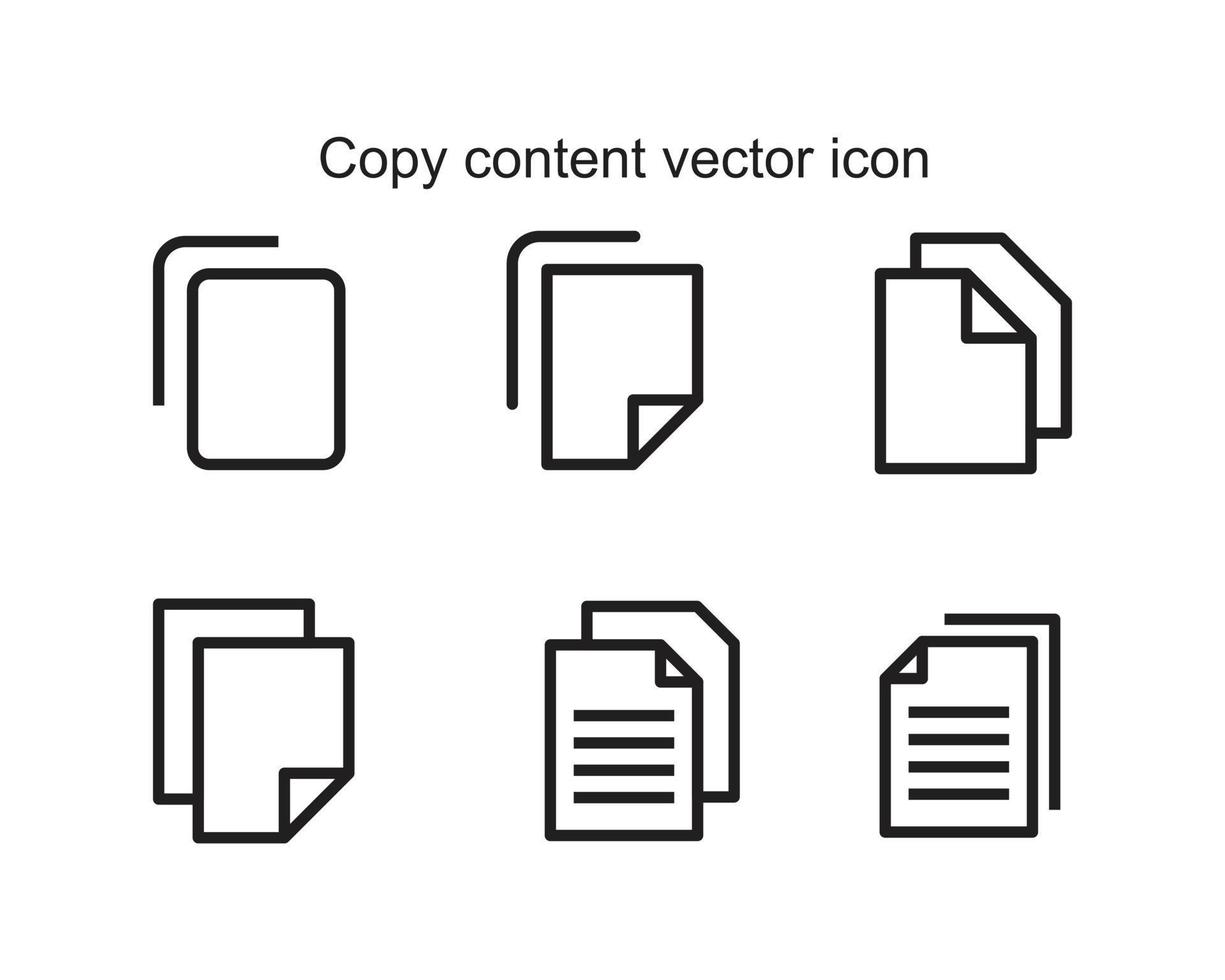 copie o modelo de ícone de vetor de conteúdo cor preta editável. Copie a ilustração vetorial plana de ícone de vetor de conteúdo para design gráfico e web.
