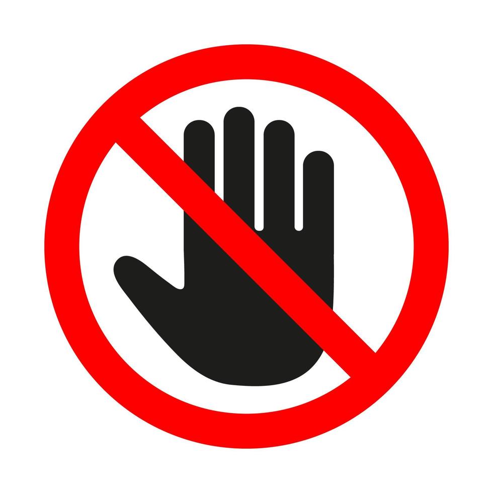 pare o símbolo da mão para atividades proibidas. vetor