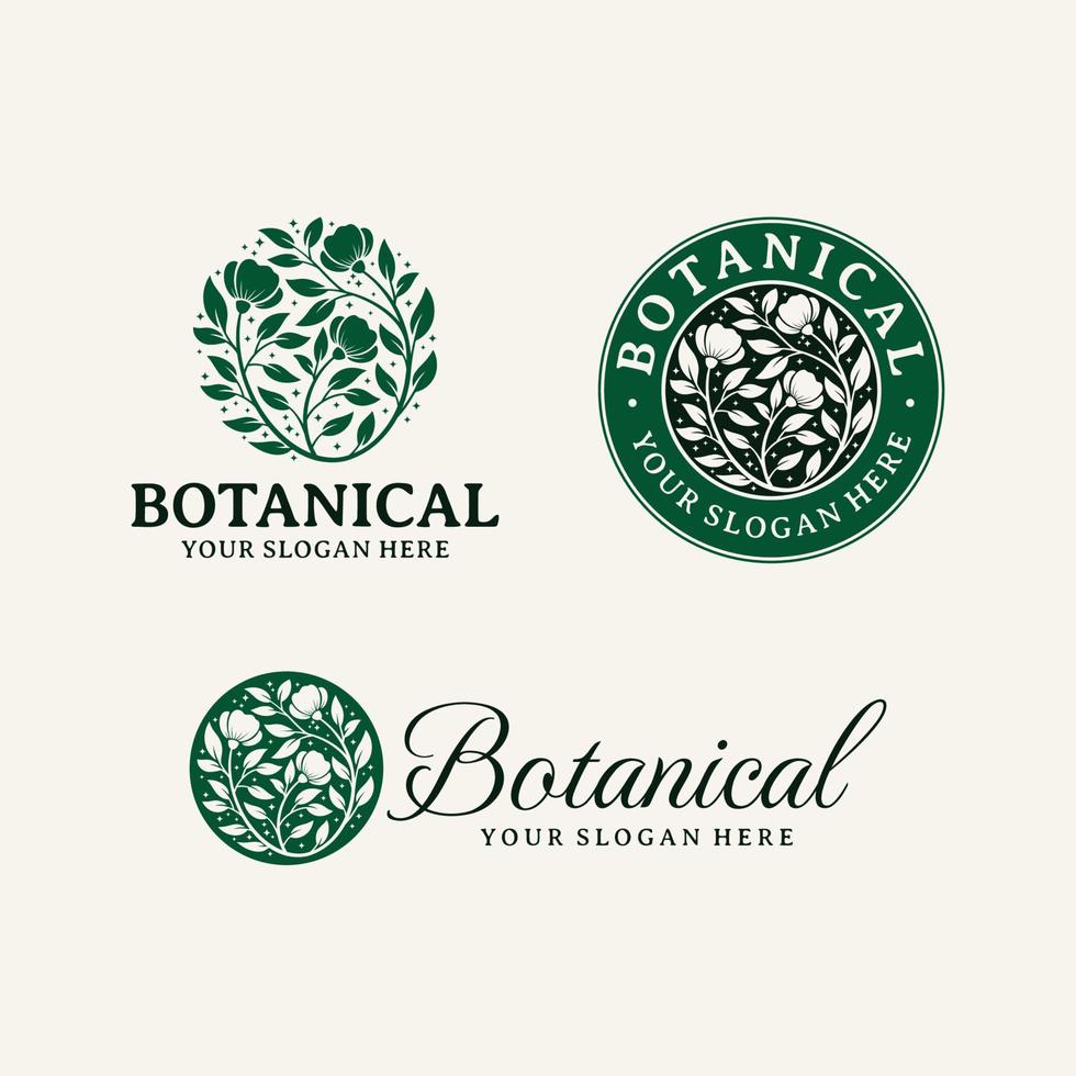 modelo de logotipo de flor botânica desenhado à mão vetor