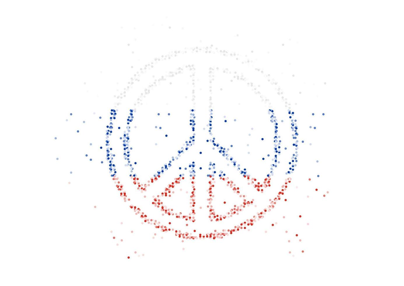 círculo geométrico abstrato padrão de pontos partícula forma de ícone de paz com bandeira nacional da rússia, tecnologia vr pacífica rezar e parar a guerra design ilustração de cor dourada no fundo branco com espaço de cópia vetor