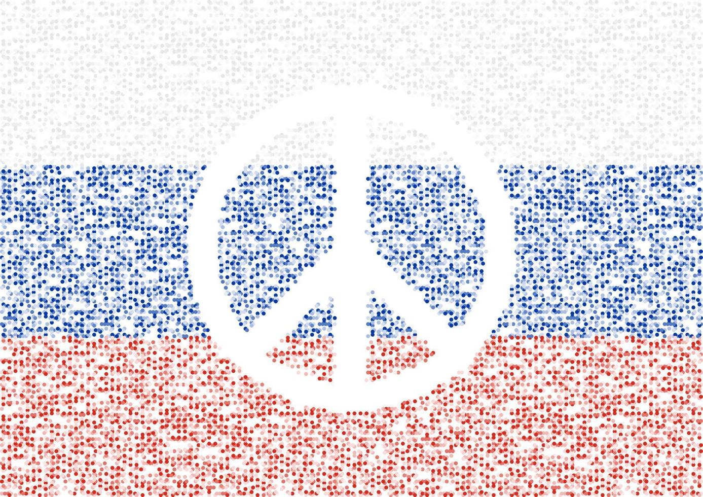 círculo geométrico abstrato padrão de pontos partícula forma de ícone de paz com bandeira nacional da rússia, tecnologia vr pacífica rezar e parar a guerra design ilustração de cor dourada no fundo branco com espaço de cópia vetor