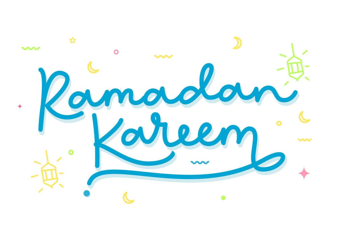 saudação de letras monoline ramadan kareem, ilustração vetorial vetor