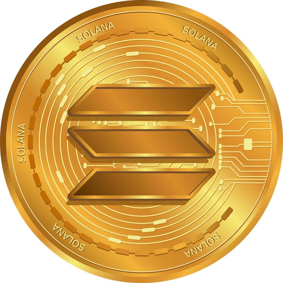 solana sol moeda criptográfica ouro coin.digital troca de dinheiro. vetor