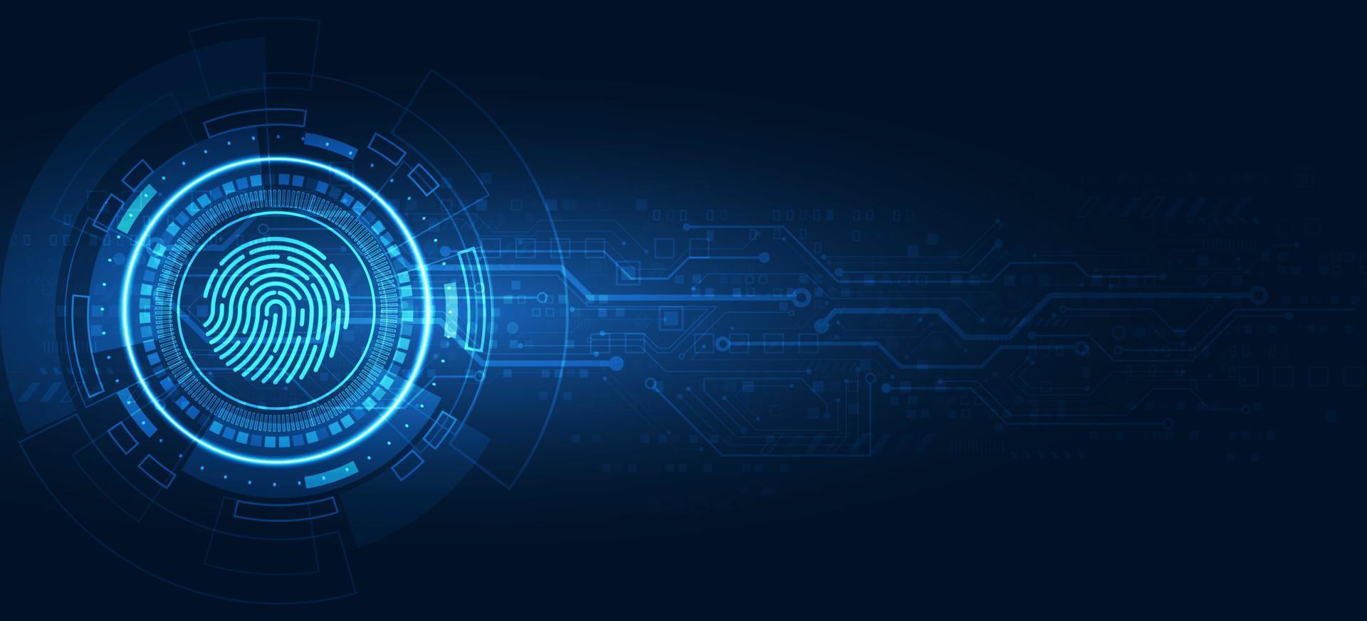 varredura de dedo de vetor abstrato para design de sistema privado ou de segurança. mostre sua identidade para desbloqueada.