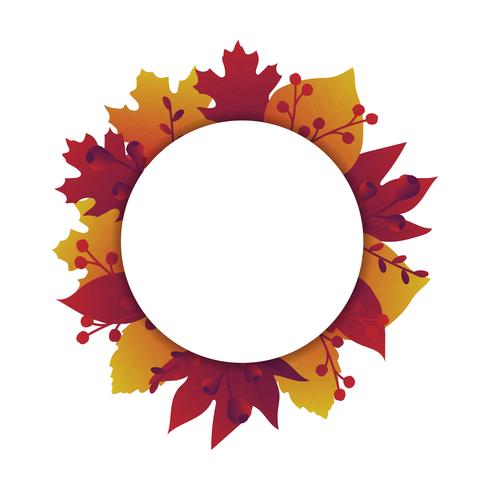 Banner de folhas de outono com círculo vetor