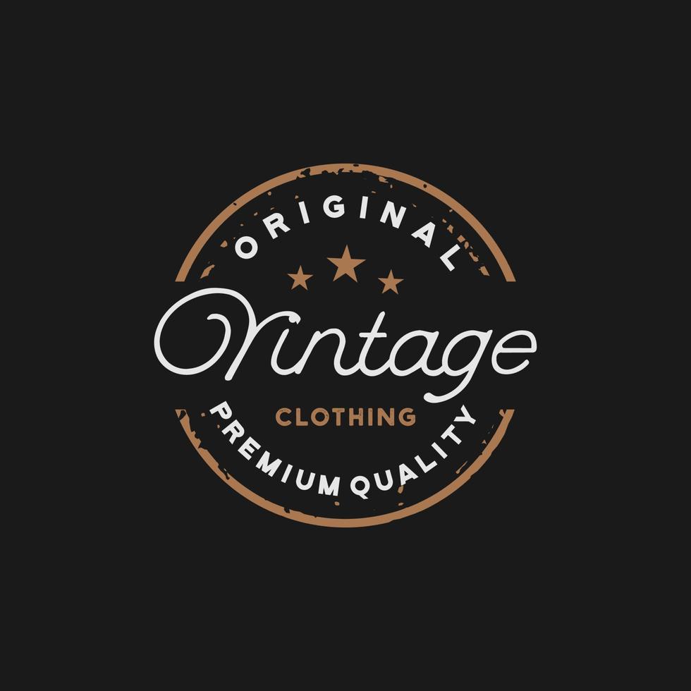 Design de logotipo clássico vintage retrô rótulo distintivo para roupas de pano vetor