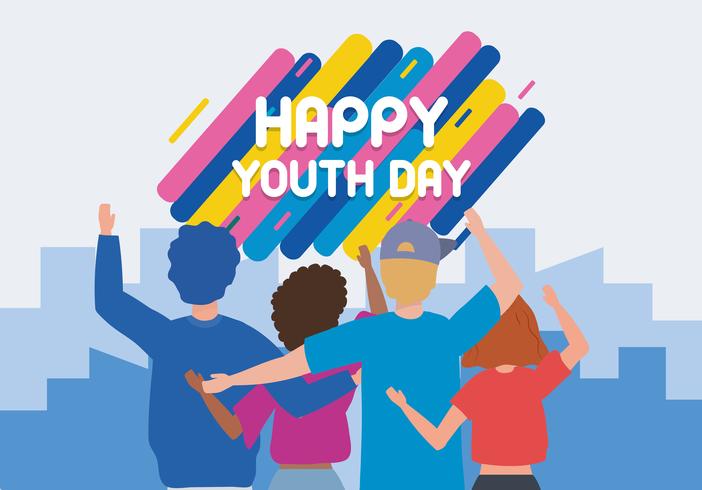 Cartaz do dia feliz juventude com jovens vetor