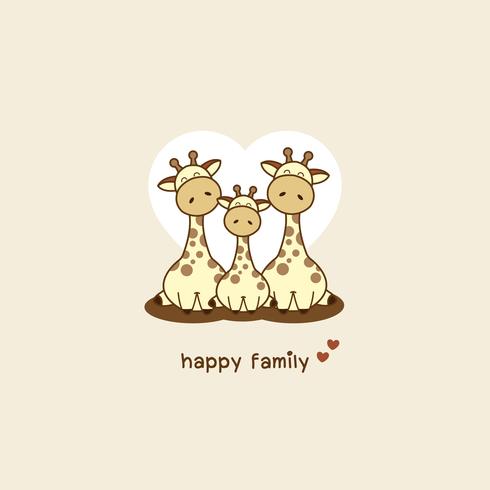 Família de girafas. Pai mãe e bebê girafa dos desenhos animados. vetor