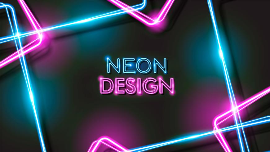 Design de fundo preto brilhante abstrato Neon vetor