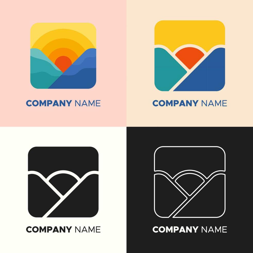 gráfico de ilustração vetorial de logotipo com paisagem. perfeito para logotipo da empresa, logotipo da instituição, etc vetor