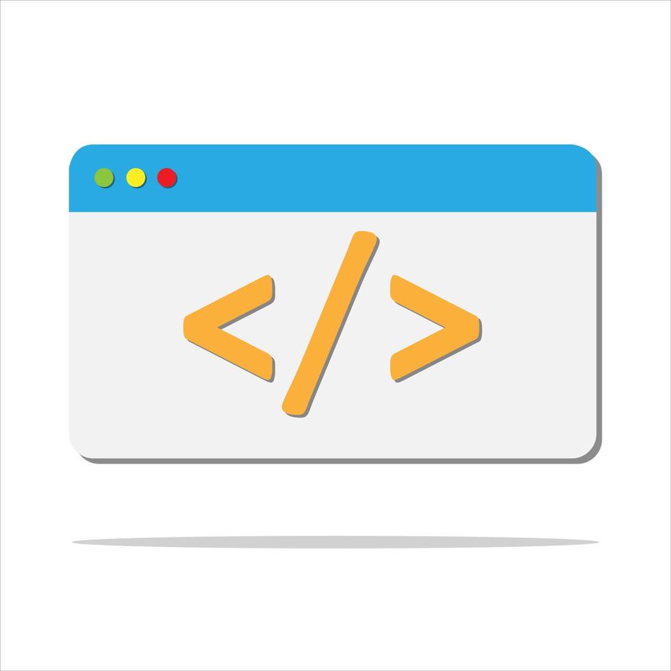 conceito de desenvolvimento web. codificação do site, página da web. ícone de vetor. estilo minimalista dos desenhos animados. vetor
