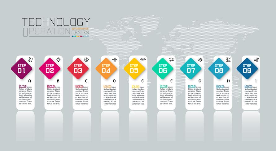 Infográfico de negócios com dez etapas. vetor