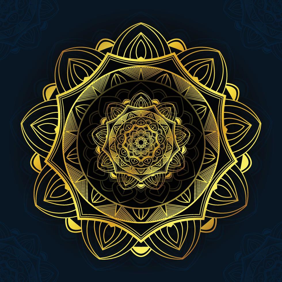 design de fundo mandala com cor dourada de luxo vetor