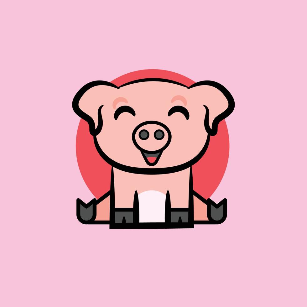 vetor de porco fofo, eps, logotipo, design simples, rosa vermelha