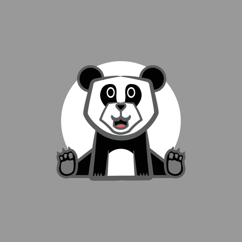 vetor de panda fofo, eps 10, logotipo, design simples, cinza branco, mascote.